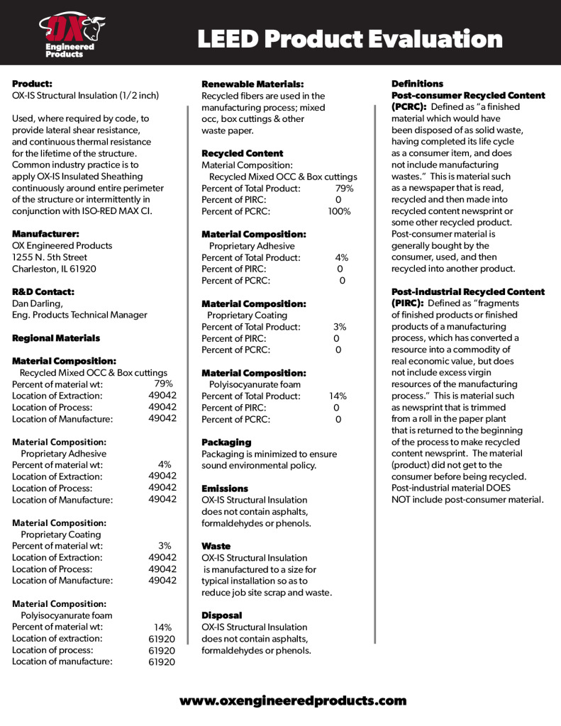 thumbnail of OX-IS Structural Insulation LEEDs half inch