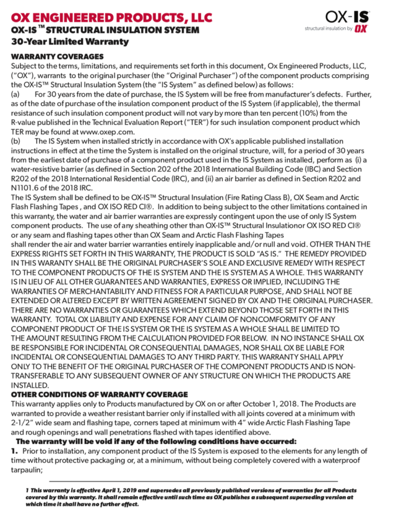 OXIS Warranty Thumbnail OX Engineered Products