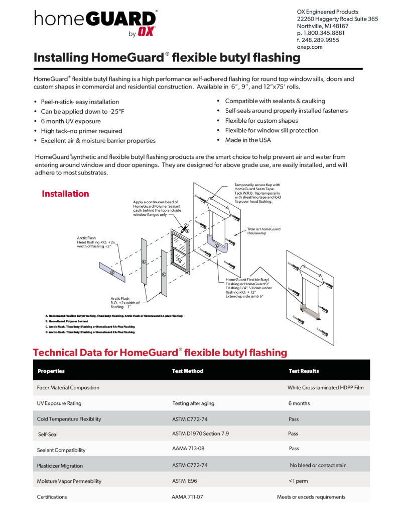 thumbnail of HomeGuard Flexible flashing and synthetic flashing install guide