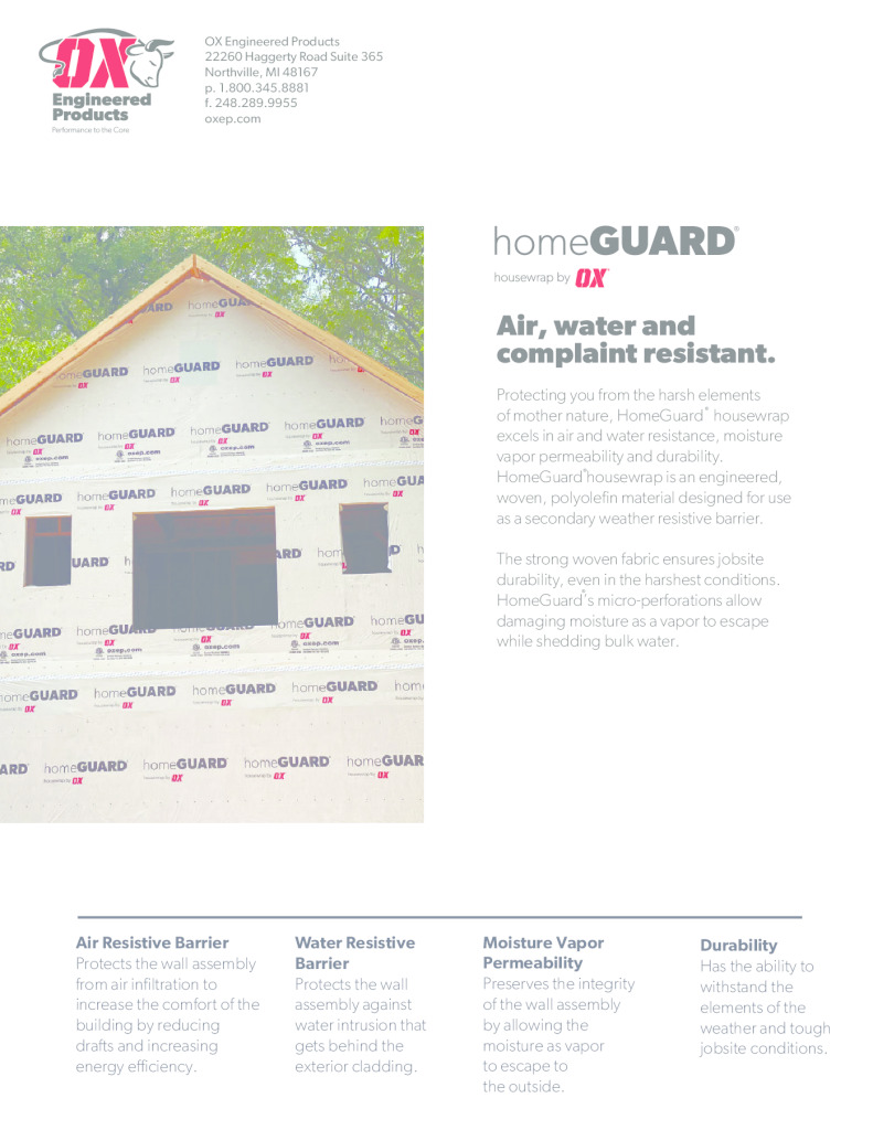 thumbnail of HomeGuard Housewrap brochure