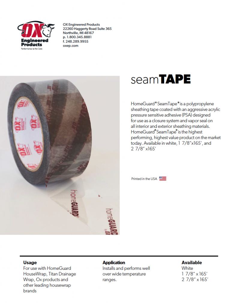 HomeGuard Seam tape thumbnail OX Engineered Products